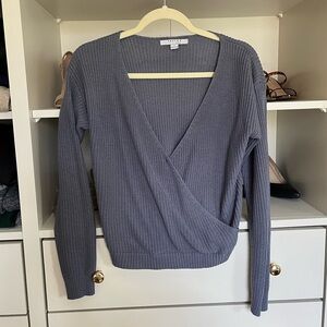 Dry Goods Blue Wrap V Neck Sweater